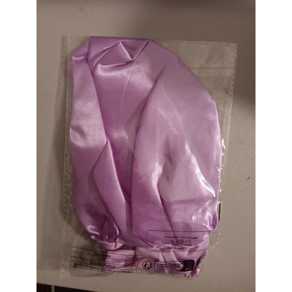 Lavender Satin Hair Bonnet Wide Elastic Band Sleep Cap Purple Polyester Nightcap - Picture 3 of 4
